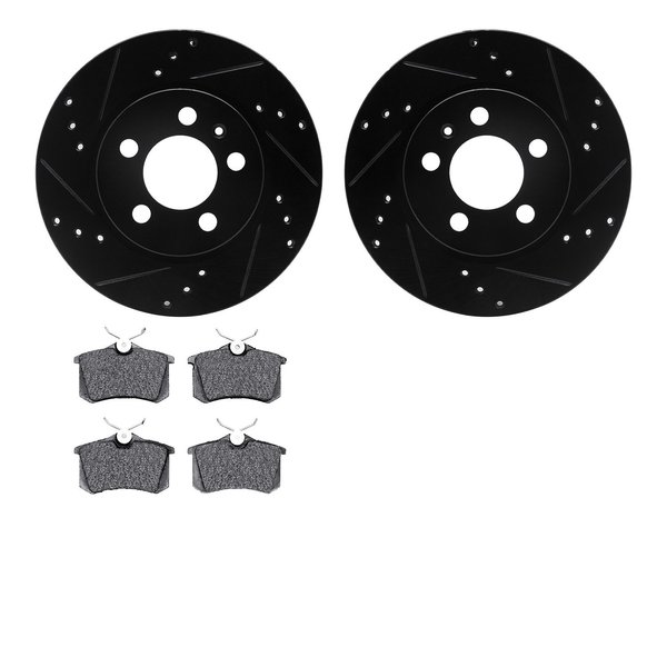 Dynamic Friction Co 8502-74046, Rotors-Drilled and Slotted-Black with 5000 Advanced Brake Pads, Zinc Coated 8502-74046